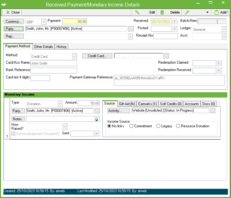 screenshot of AdvantageNFP Fundraiser
